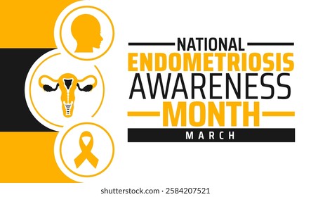 National Endometriosis Awareness Month background banner or poster design template. observed every year in March. Holiday concept. Use to any Template, card, poster, placard, template.