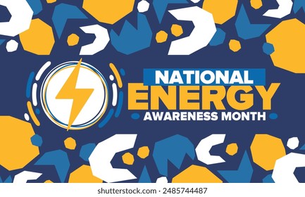 National Energy Awareness Month in October. Optimization and management of energy consumption. The introduction of advanced technology, encourage the use of renewable energy. Energy security. Vector