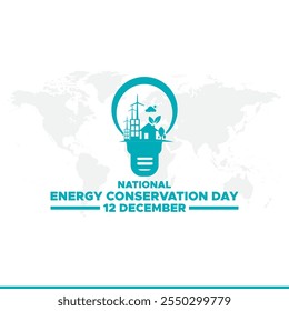 National Energy Conservation Day. December 14. Template for background, banner, card, poster with text inscription. Vector illustration.Vector graphic of national energy conservation day