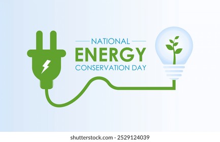 National Energy Conservation Day Vector illustration. Light bulb hands  with green leaf icon. It focuses on bringing awareness to global warming and promoting efforts to combat it. EPS 10.