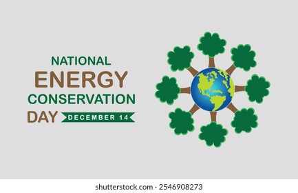 Vetor do Dia Nacional da Conservação da Energia. Economize Energia E Crie Um Mundo Ecológico. Ícone de Energia Natural.