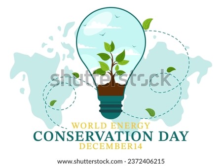 National Energy Conservation Day Vector Illustration on 14 December for Save the Planet and Green Eco Friendly with Lamp and Earth Background Design