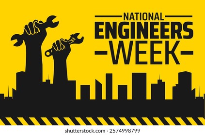 National Engineers Week background banner or poster design template. observed every year in February. Holiday concept. Use to any Template, card, poster, placard, template.