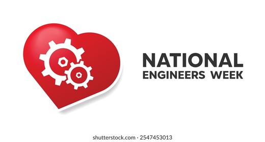 National Engineers Week. Gear and heart. Great for cards, banners, posters, social media and more. White background