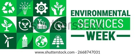 National Environmental Services Week Geometric shape pattern background, banner, card or poster design template is observed every year during September, to raise awareness about the mission. Vector