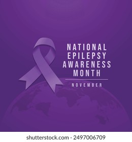 National Epilepsy Awareness Month vector design template good for celebration usage. National Epilepsy Awareness Month design. Purple ribbon design. flat design. eps 10.