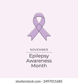National Epilepsy Awareness Month vector design template good for celebration usage. National Epilepsy Awareness Month design. Purple ribbon design. Continuous line drawing. eps 10.