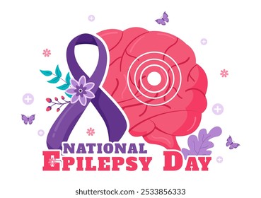 National Epilepsy Awareness Month Vector Illustration is Observed Every Year in November with Brain and Mental Health in a Flat Style Background