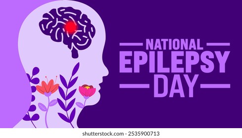 O plano de fundo ou modelo de design do Dia Nacional da Epilepsia é observado todos os anos em novembro. Conceito de férias. Modelo para cartão, cartaz, cartão, modelo.