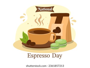 National Espresso Day Vector Illustration on November 23 with Cup of Coffee with Bean for Promotion or Poster in Flat Cartoon Background Design