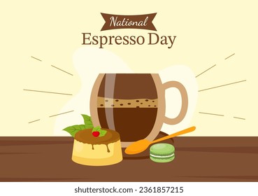 National Espresso Day Vector Illustration on November 23 with Cup of Coffee with Bean for Promotion or Poster in Flat Cartoon Background Design