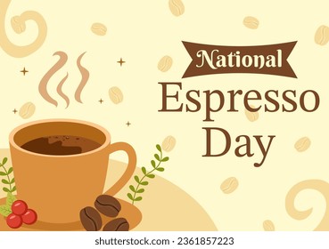 National Espresso Day Vector Illustration on November 23 with Cup of Coffee with Bean for Promotion or Poster in Flat Cartoon Background Design