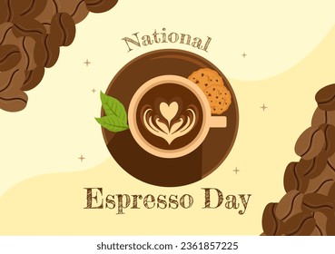 National Espresso Day Vector Illustration on November 23 with Cup of Coffee with Bean for Promotion or Poster in Flat Cartoon Background Design