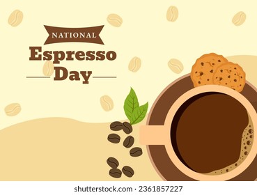 National Espresso Day Vector Illustration on November 23 with Cup of Coffee with Bean for Promotion or Poster in Flat Cartoon Background Design