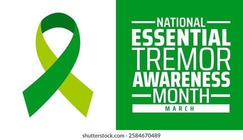 National Essential Tremor Awareness Month background banner or poster design template. observed every year in March. Holiday concept. Use to any Template, card, poster, placard, template.