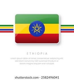National Ethiopia Flag.Vector Ethiopia Button Flag. Realistic National Flag Design and Vector Template.