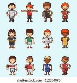 National Euro Cup soccer football teams vector illustration and world game player captain leader in uniform sport men isolated characters.