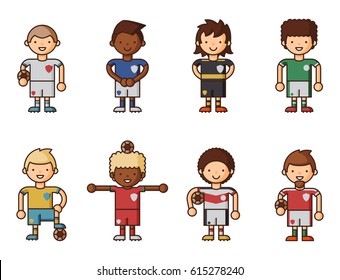 National Euro Cup soccer football teams vector illustration and world game player captain leader in uniform sport men isolated characters.