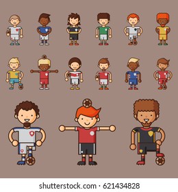 National Euro Cup soccer football teams vector illustration and world game player captain leader in uniform sport men isolated characters.
