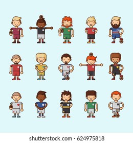 National Euro Cup soccer football teams vector illustration and world game player captain leader in uniform sport men isolated characters.