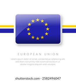 National European Union Flag.Vector European Union Button Flag. Realistic National Flag Design and Vector Template.