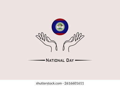 National events and holidays, National Day of Belize, Belize flag illustration in the middle between two hands, abstract background, vector illustrator