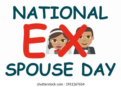 National Ex Spouse Day Text With Married Couple On White Background