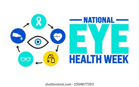National Eye Health Week is observed every year in September. Holiday concept. Template for background, banner, card, poster, placard, design template with unique shapes with standard color.