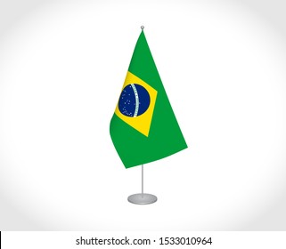 National fabric vector flag of Brazil isolated on white background.
