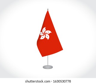 National fabric vector flag of Hong Kong isolated on white background.