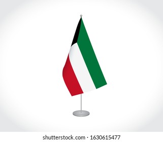 National fabric vector flag of Kuwait isolated on white background.