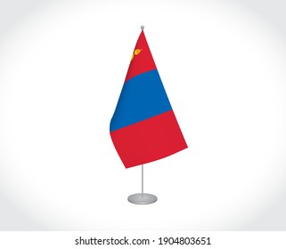 National fabric vector flag of Mongolia isolated on white background.