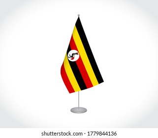 National fabric vector flag of Uganda isolated on white background.