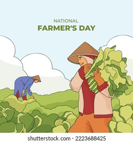 National Farmers Day Banner - Illustration, 23 December, Farmer For Kisan Diwas Vector Illustration .