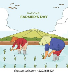 National Farmers Day Banner - Illustration, 23 December, Farmer For Kisan Diwas Vector Illustration .
