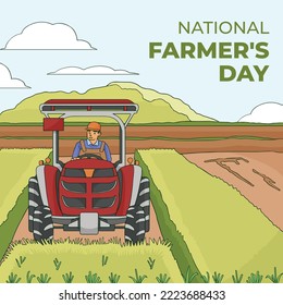 National Farmers Day Banner - Illustration, 23 December, Farmer For Kisan Diwas Vector Illustration .