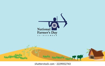 National Farmers Day, Kisan Divas, Backdrop Banner Design Illustration