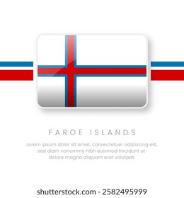 National Faroe Island Flag.Vector Faroe Island Button Flag. Realistic National Flag Design and Vector Template.