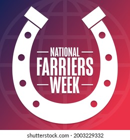 National Farriers Week. Holiday concept. Template for background, banner, card, poster with text inscription. Vector EPS10 illustration