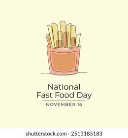 National Fast Food Day vector design template good for celebration usage. National Fast Food Day design. Continuous line drawing. eps 10.