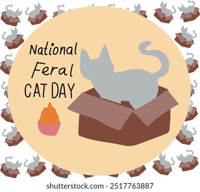 national feral cat day vector illustration. Good for banner, poster, greeting card, party card, invitation, template, advertising, brochures, flyers, ad benners and social media