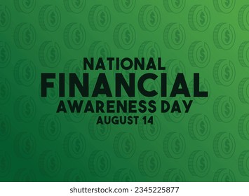 National Financial Awareness Day. August 14. Seamless pattern. Gradient background. Eps 10.