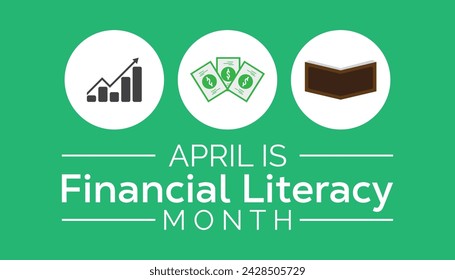 National financial literacy Month observed every year in April. poster, card and background vector illustration design.