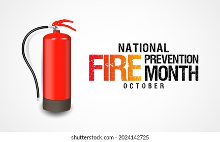 National Fire Prevention Month Is Observed Every Year In October, To Raise Fire Safety Awareness, And Help Ensure Our Home And Family Is Protected. Vector Illustration