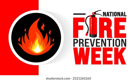 National Fire Prevention Week background or banner design template is observed every year in October. Holiday concept. Template for card, poster, placard, template. eps 10