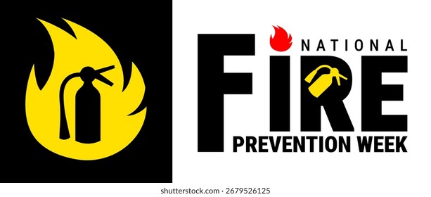 National Fire Prevention Week background, banner, card or poster design template is observed every year during October, to raise awareness about the mission. Vector illustration.