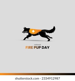 Día nacional de prevención de incendios. Día de las crías. Ilustración vectorial del perro de rescate contra incendios.