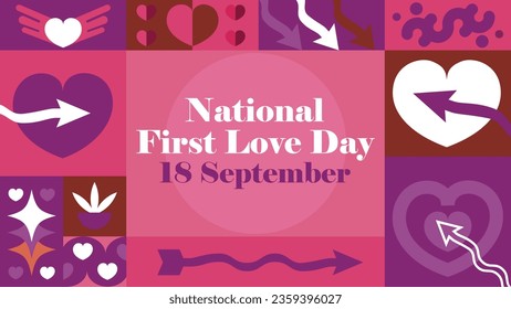 National First Love Day vector banner design. Happy National First Love Day modern minimal graphic poster illustration.