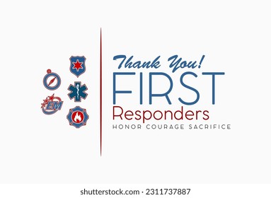 National First Responders Day Holiday concept. Template for background, banner, card, poster, t-shirt with text inscription