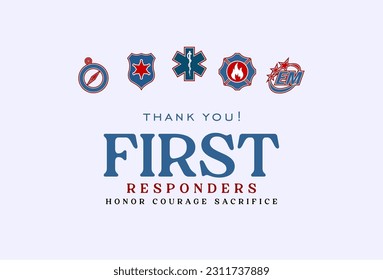 National First Responders Day Holiday concept. Template for background, banner, card, poster, t-shirt with text inscription